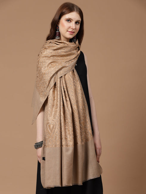 Women's Silky Aari Embroidery Wool Shawl